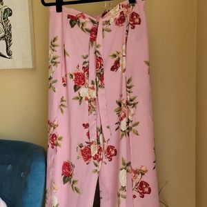 (Xhilaration) Blush Pink Floral Pants, Size L